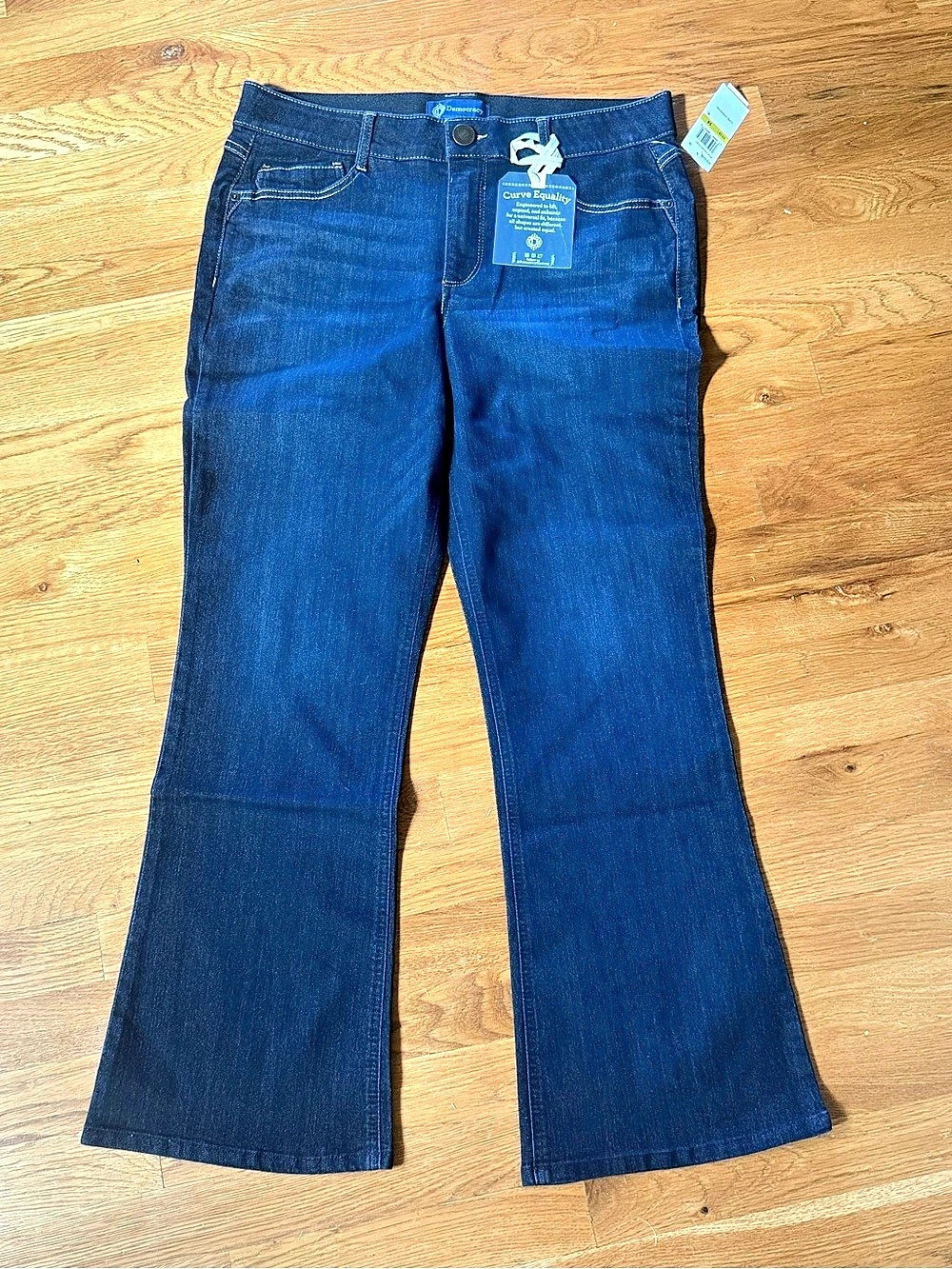 Democracy "Ab"solution Itty Bitty Boot Flare Jeans in Blue Waist 14 NWT